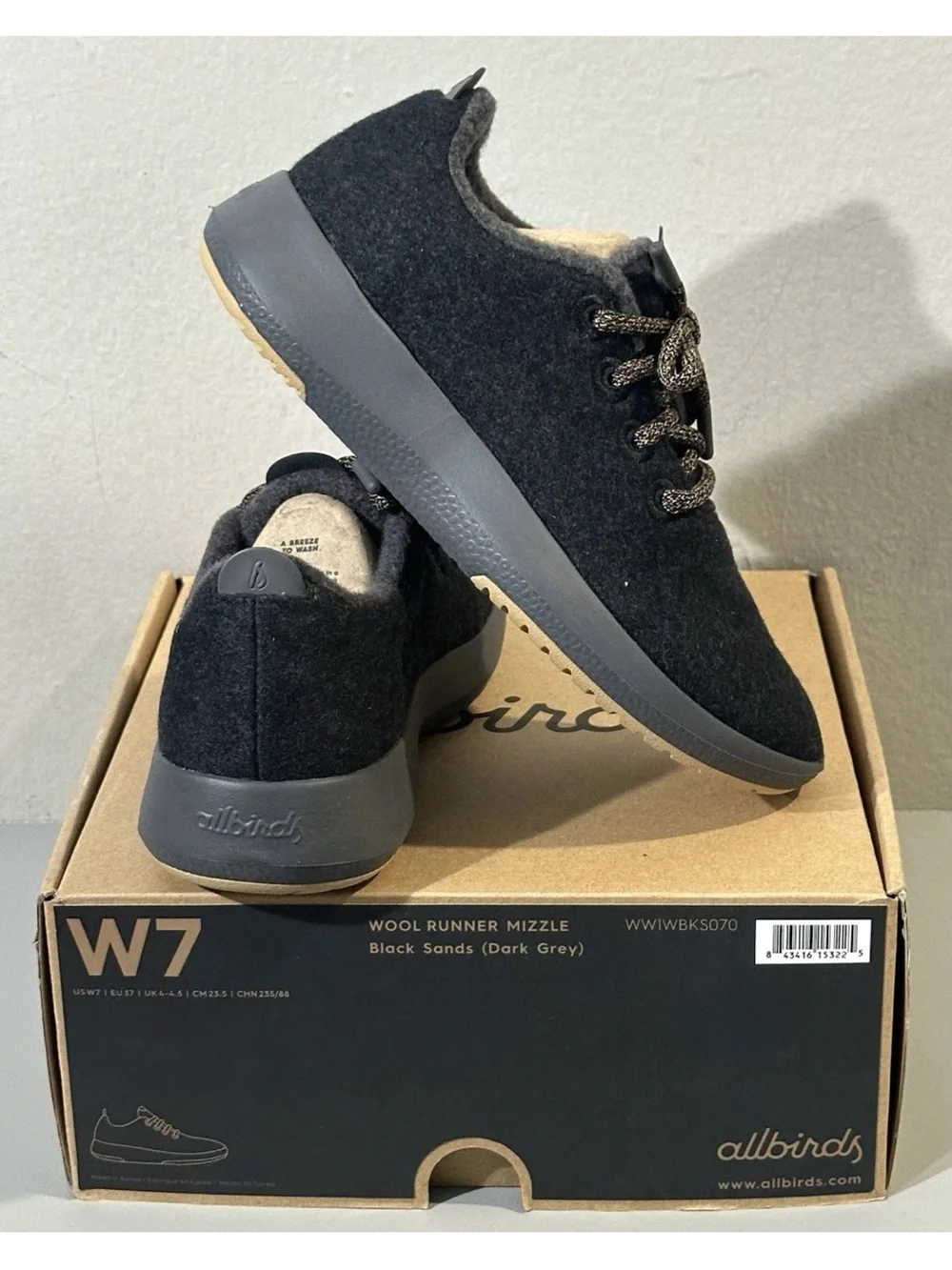 Allbirds Wool runners Mizzel Shoes Black Sands Womens Size 7